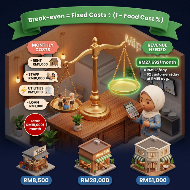 Break-even calculation example from the ebook